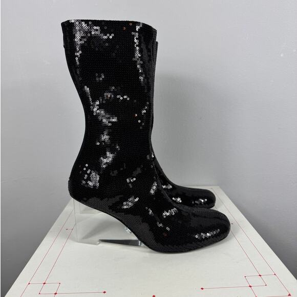 New Alexander McQueen Women's Sequin Shard Wedge Sock Boot Size EU 38.5 - Picture 5 of 12